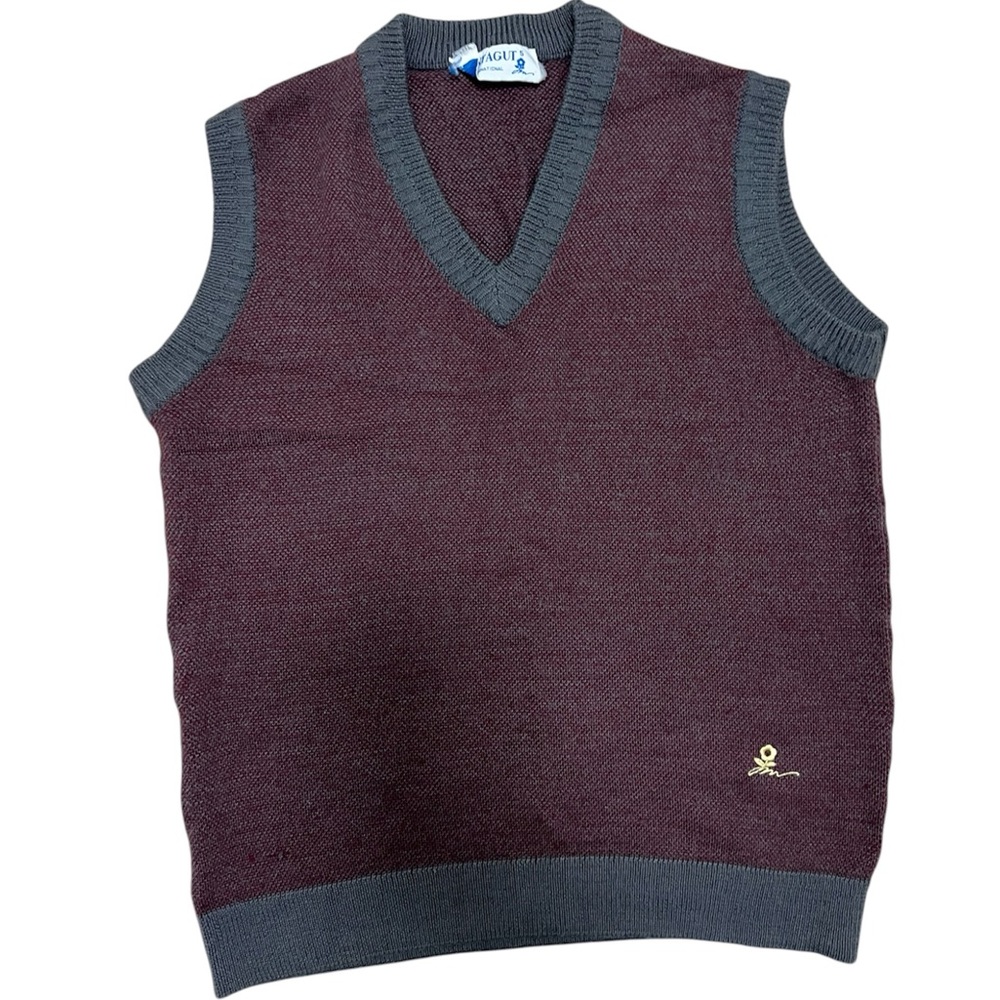 Montagut Paris Mens Sweater Vest Solid Navy Blue V Neck Wool Acrylic Size 5